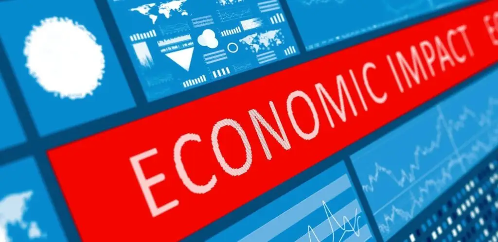 Close-up of economic data and charts on a digital screen.