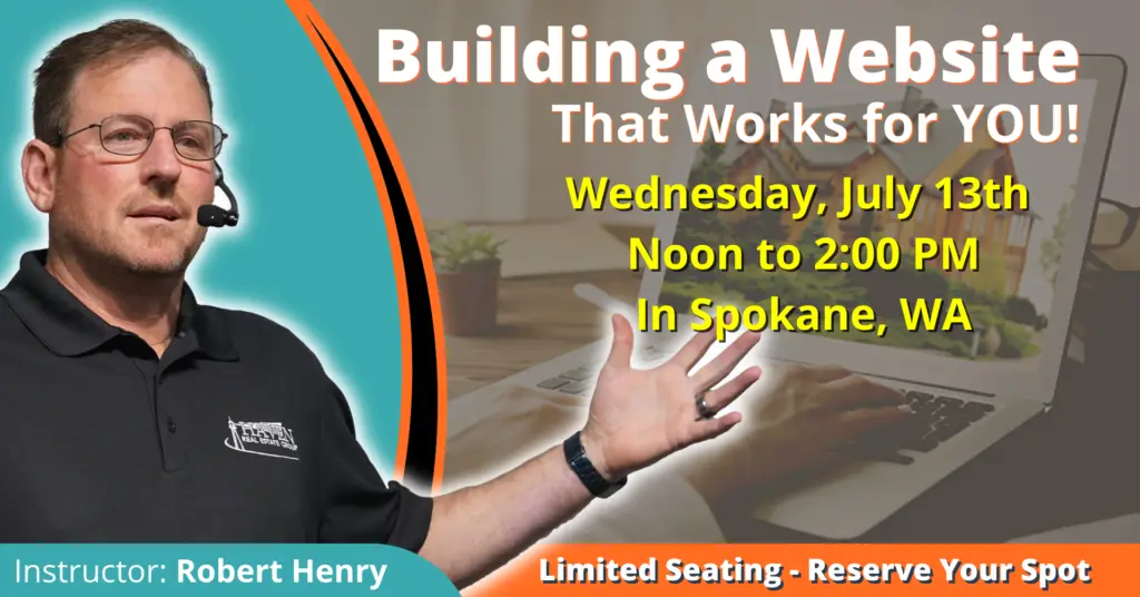 Promotional banner for a web-building workshop in Spokane.