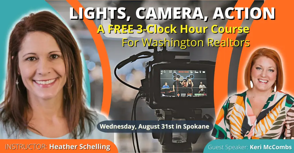 Camera and lighting setup for a free 3-click hour course in Spokane.