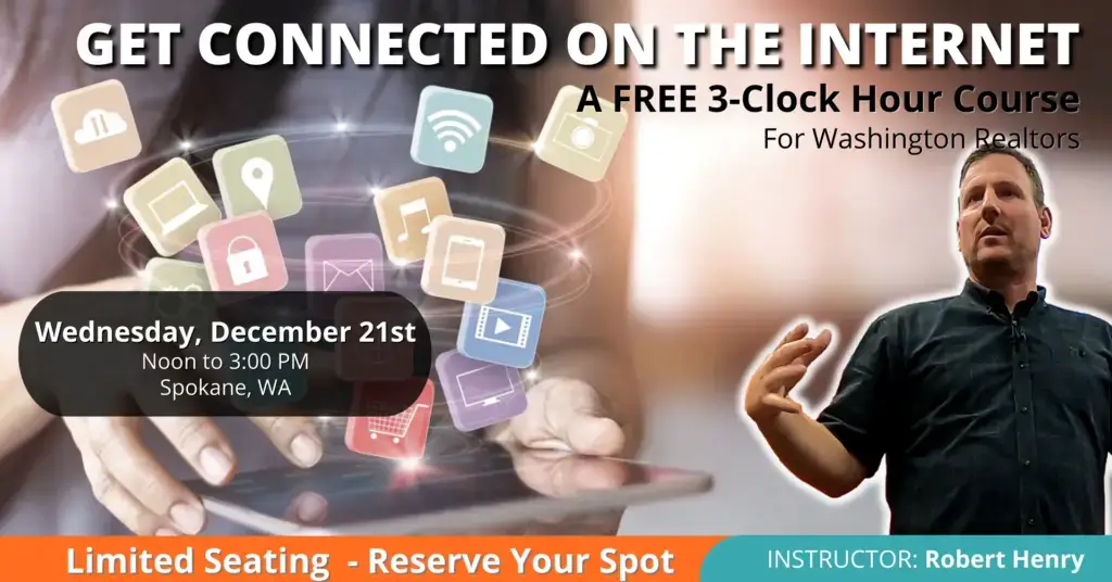 Advertisement for a free 3-clock webinar on internet connection for women.