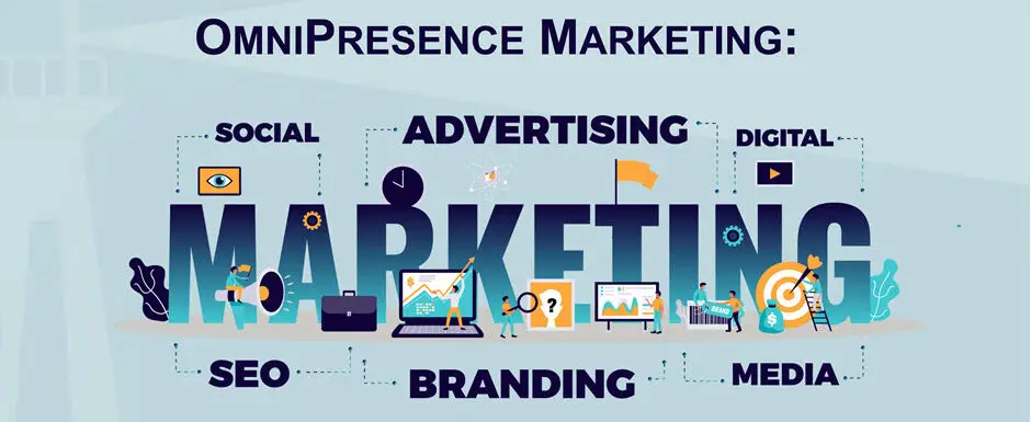 Digital marketing concepts with devices and marketing words.