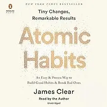 Cover of the book 'Atomic Habits' by James Clear with a clean, simple design.