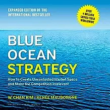 Cover of 'Blue Ocean Strategy' book about creating uncontested market space.