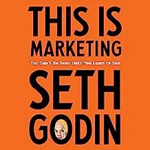 Book cover of "This Is Marketing" by Seth Godin with bold black text on an orange background.