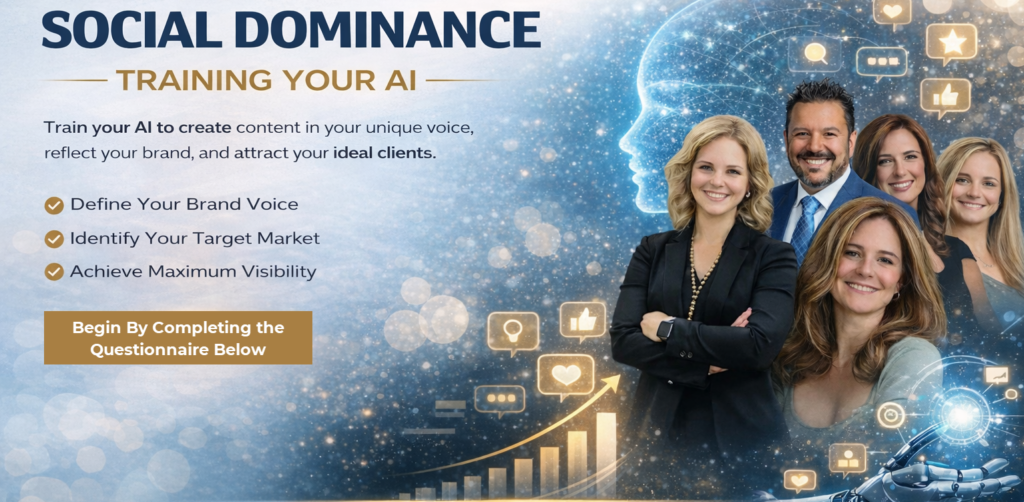 Business professionals promoting AI training services.